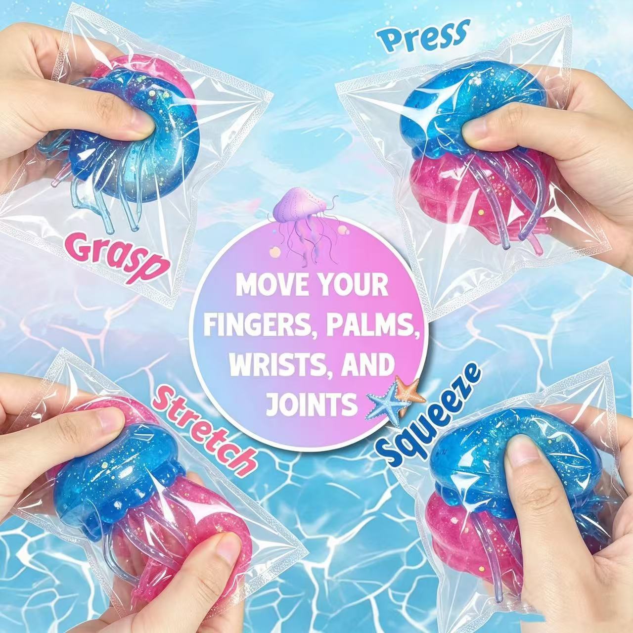Jellyfish Squeeze Toy, Stress Relief Malt Ball